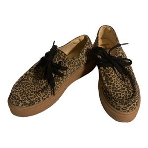 Hush puppies Suede Leather Cheetah Platform Shoes